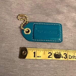 Coach Blue Leather hang tag with Gold Chain